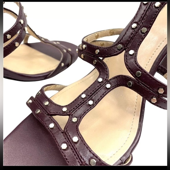 White House Black Market Polly studded Cabernet‎ Strappy sandals block heels 6.5 - Picture 2 of 13